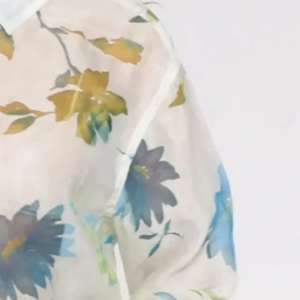 Notations Blouse Y2K Sheer Floral Button Down Blouse White Size XL - Picture 13 of 16